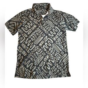 Bad Birdie Abstract Black and Cream Polo Shirt